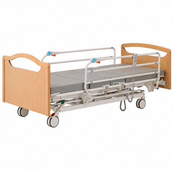 Electric Hi-Low Care Bed with Double Scissor Lift and Folding Side Rails