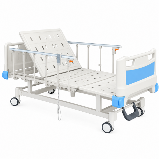 Electric 2-Function Hospital Bed with Central Locking and High Folding Rails