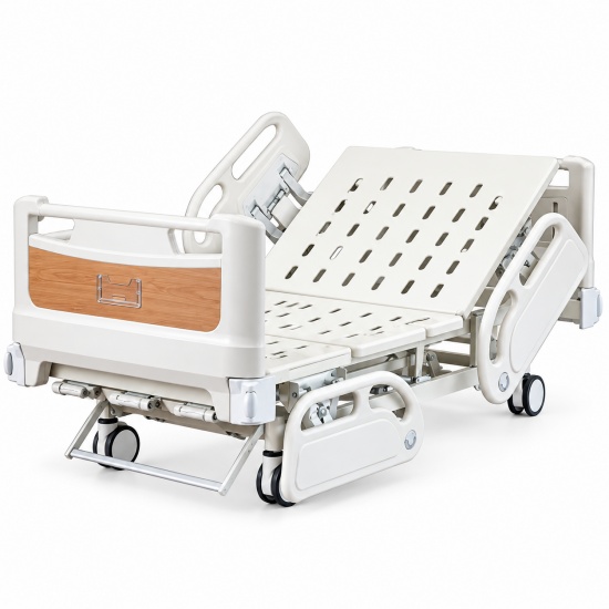 Three-Function Manual Hospital Bed with Height Adjustment and Central Locking Casters